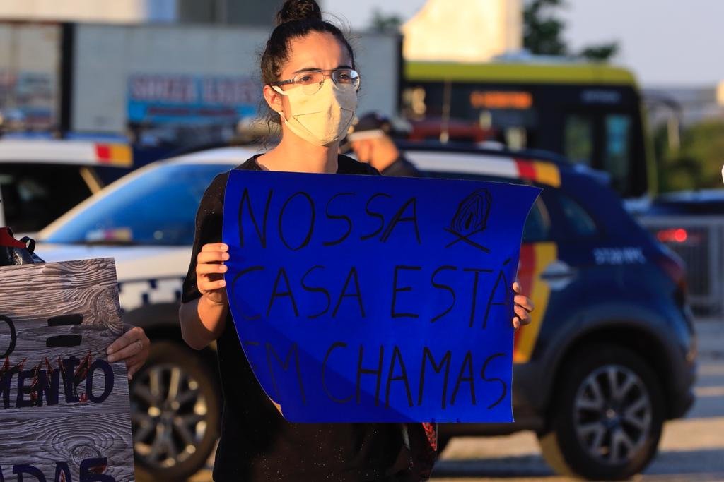 Ambientalistas e profissionais ligados ao meio ambiente fazem ato na Praça dos Três Poderes